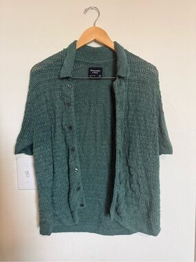 Abercrombie & Fitch Moss Green Open Knit Cardigan